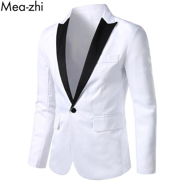 men's suits & blazers men blazer slim fit single breated pocket jacket coat for casual business formal solid mens suit, White;black
men's suits & blazers men blazer slim fit single breated pocket jacket coat for casual business formal solid mens suit, White;black