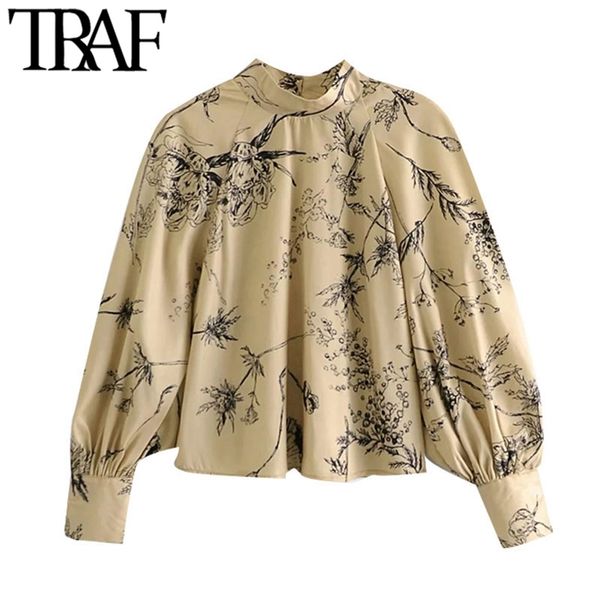 women fashion floral print loose blouse vintage long sleeve back buttons female shirts blusas chic 210507, White
women fashion floral print loose blouse vintage long sleeve back buttons female shirts blusas chic 210507, White