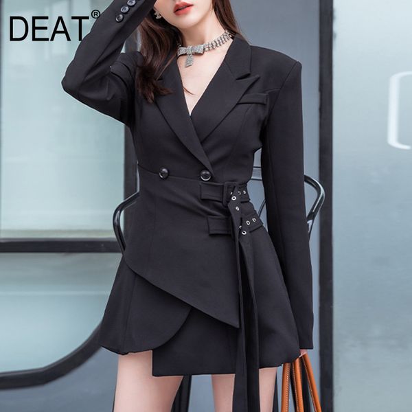 women black asymmetric sashes above knee dress notched neck long sleeve loose fit fashion tide spring autumn gx165 210421, Black;gray
women black asymmetric sashes above knee dress notched neck long sleeve loose fit fashion tide spring autumn gx165 210421, Black;gray