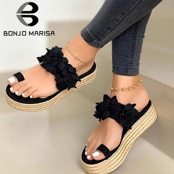 slippers bonjomarisa 2021 ins slip-on flowers elegant holiday beach women summer flip flop wedges shoes woman, Black 
slippers bonjomarisa 2021 ins slip-on flowers elegant holiday beach women summer flip flop wedges shoes woman, Black