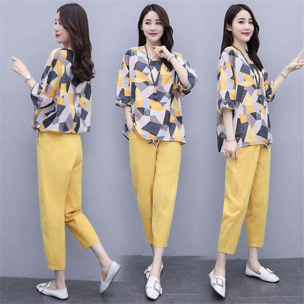 plus size summer two piece womens pants set loose button printed shirt suits office lady fashion setsm 4xl, White
plus size summer two piece womens pants set loose button printed shirt suits office lady fashion setsm 4xl, White