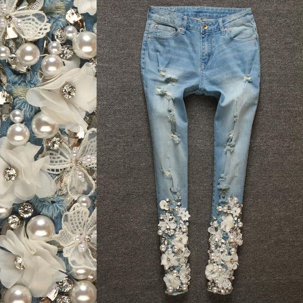 women's jeans plus size 25-32skinny fashion casual female ripped denim lace pencil ankle length elastic beading diamond, Blue
women's jeans plus size 25-32skinny fashion casual female ripped denim lace pencil ankle length elastic beading diamond, Blue