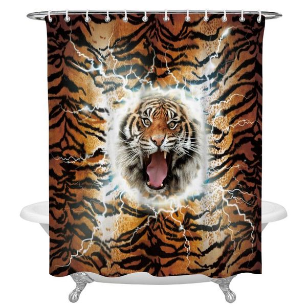 shower curtains animal tiger skin texture waterproof fabric curtain polyester bathroom decoration accessories cortinas