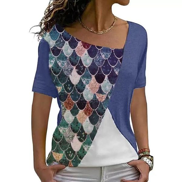 women's t-shirt summer geometric print patchwork short sleeve o-neck women casual loose stitching asymmetrical tees shirt fashion clot, White
women's t-shirt summer geometric print patchwork short sleeve o-neck women casual loose stitching asymmetrical tees shirt fashion clot, White