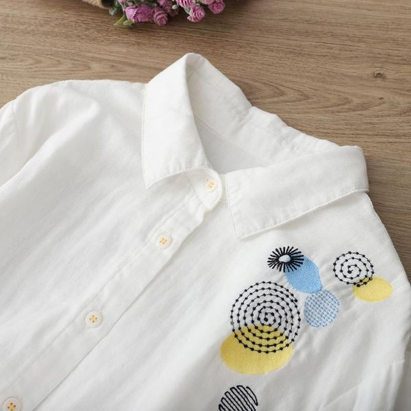 women's blouses & shirts spring double cotton long sleeve shirt embroidered female easy leisure gauze, White
women's blouses & shirts spring double cotton long sleeve shirt embroidered female easy leisure gauze, White