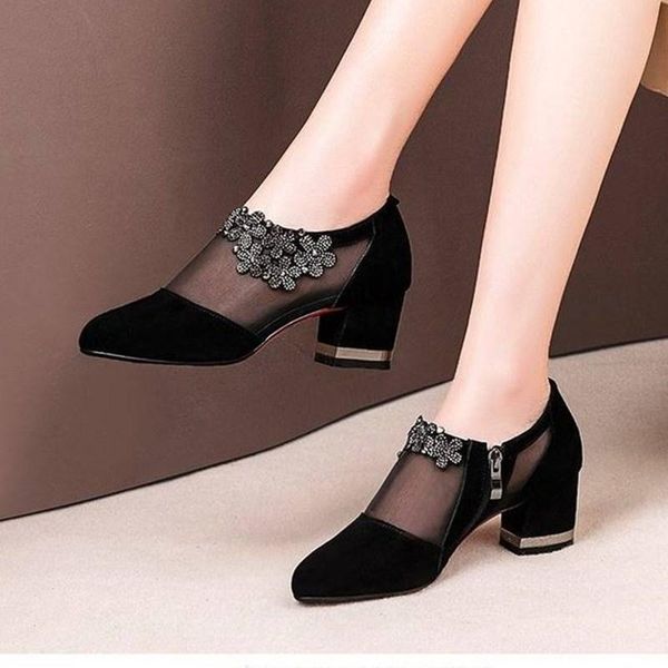 dress shoes summer women high heel mesh breathable pumps zip pointed toe thick heels fashion female elegant footwear, Black
dress shoes summer women high heel mesh breathable pumps zip pointed toe thick heels fashion female elegant footwear, Black
