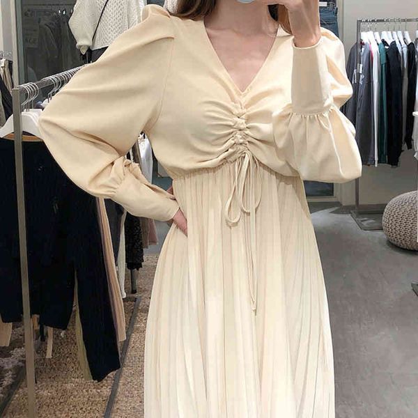 drawstring pleated dress for women autumn black/beige draped high waist long sleeve vintage dresses fashion vestidos 210426, Black;gray
drawstring pleated dress for women autumn black/beige draped high waist long sleeve vintage dresses fashion vestidos 210426, Black;gray