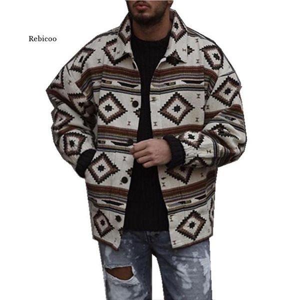 men's jackets casual fashion geometric pattern printed lapel jacket men loose coats autumn and winter, Black;brown
men's jackets casual fashion geometric pattern printed lapel jacket men loose coats autumn and winter, Black;brown