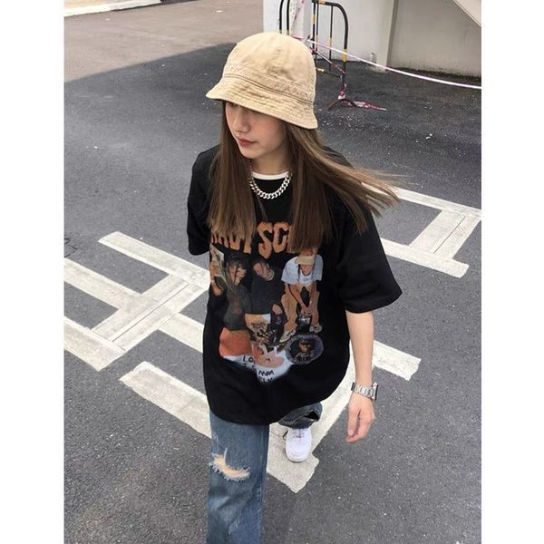 1guochaogao street hip hop portrait print short sleeve loose casual round neck t-shirt women's fashion 2021 summer new2021, White;black
1guochaogao street hip hop portrait print short sleeve loose casual round neck t-shirt women's fashion 2021 summer new2021, White;black