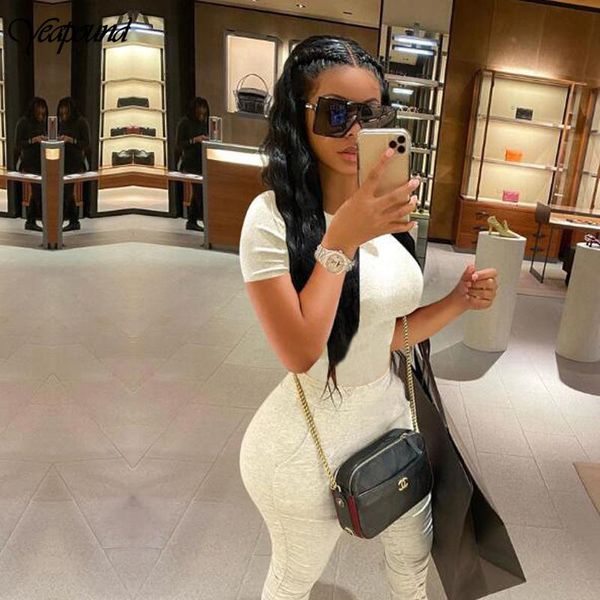 women two piece set solid color short tshirt + long pants pleated slim party night jogging femme summer cloth for dress, White
women two piece set solid color short tshirt + long pants pleated slim party night jogging femme summer cloth for dress, White