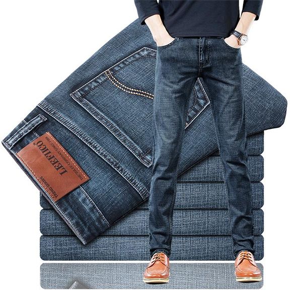 men's jeans 2021 autumn brand classic smoky gray business casual slim-fit denim trousers, Blue
men's jeans 2021 autumn brand classic smoky gray business casual slim-fit denim trousers, Blue