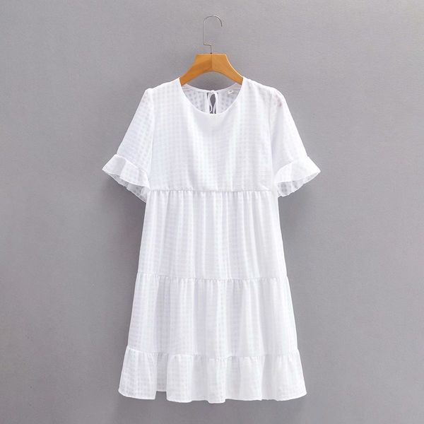 vintage round neck short sleeve women dress fashion ruffle loose fresh holiday style chic female mini dresses 210507, Black;gray
vintage round neck short sleeve women dress fashion ruffle loose fresh holiday style chic female mini dresses 210507, Black;gray