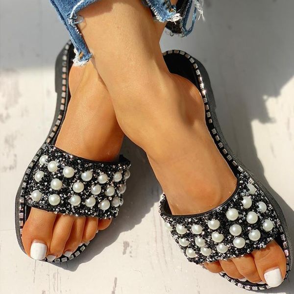 summer foreign trade large size pearl slippers for women to wear european and american fashion cool flat, Black
summer foreign trade large size pearl slippers for women to wear european and american fashion cool flat, Black