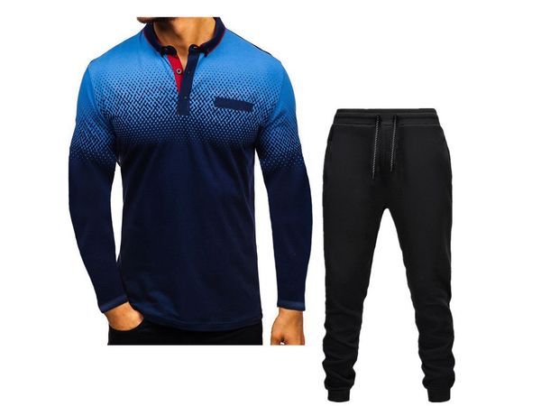 men's tracksuits 20213d printed long sleeve t-shirt suit polo shirt lapel, Gray
men's tracksuits 20213d printed long sleeve t-shirt suit polo shirt lapel, Gray