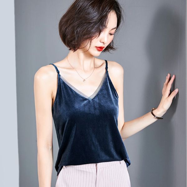 women's tanks & camis black velvet backless tank women camisole ruched summer ladies casual woman clothes haut blue mujer femme gd7p, White
women's tanks & camis black velvet backless tank women camisole ruched summer ladies casual woman clothes haut blue mujer femme gd7p, White