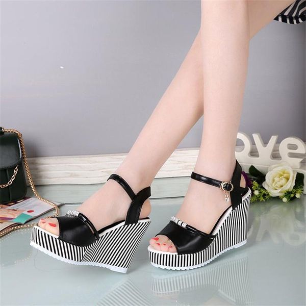 sandals super high heel ladies wedge heels buckle diamond striped fish mouth thick-soled roman shoes 2021 summer style, Black
sandals super high heel ladies wedge heels buckle diamond striped fish mouth thick-soled roman shoes 2021 summer style, Black