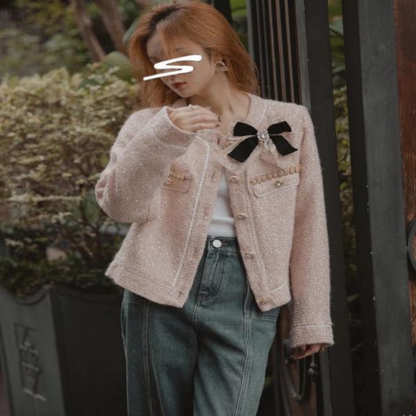 women's jackets diamonds crystal sequins tweed women 2021 autumn winter clothes brand designers bow pink coats female, Black;brown
women's jackets diamonds crystal sequins tweed women 2021 autumn winter clothes brand designers bow pink coats female, Black;brown
