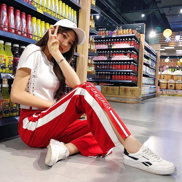 casual full length wide leg womens pants sports elastic drawstring waist joggers women high office lady trousers, Black;white
casual full length wide leg womens pants sports elastic drawstring waist joggers women high office lady trousers, Black;white