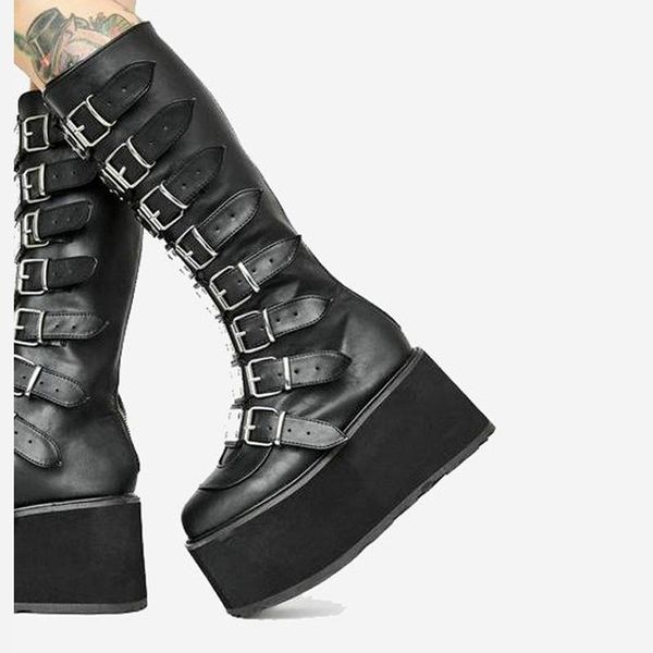 boots brand design female gothic cosplay wedges high heels women fashion metal buckle platform knee punk shoes woman, Black
boots brand design female gothic cosplay wedges high heels women fashion metal buckle platform knee punk shoes woman, Black