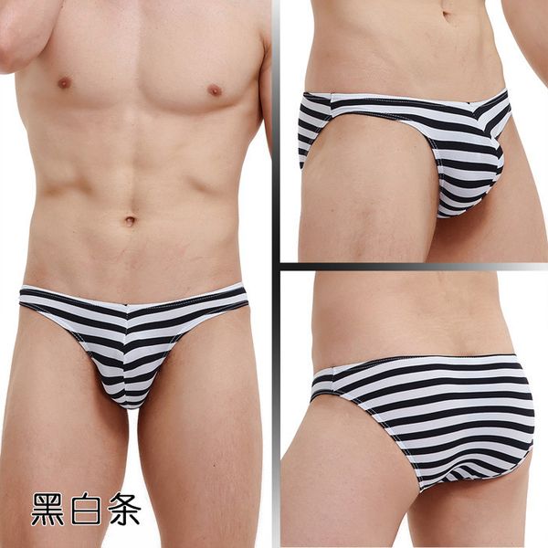 Men's Underpants Japanese and Korean Young Low Waist Head Sexy Fashion Striped Briefs C-010, Black;white 
Men's Underpants Japanese and Korean Young Low Waist Head Sexy Fashion Striped Briefs C-010, Black;white