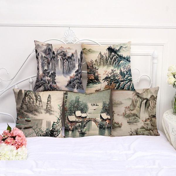 pillow case chinese style creative landscape ink painting sofa pillowcase simple fashion cotton and linen car soft cushion cover core
pillow case chinese style creative landscape ink painting sofa pillowcase simple fashion cotton and linen car soft cushion cover core