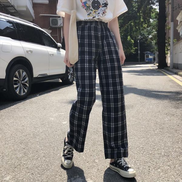vintage plaid causal long womens pant streetwear fashion straight wide leg trousers korean pocket elastic high waist harem, Black;white
vintage plaid causal long womens pant streetwear fashion straight wide leg trousers korean pocket elastic high waist harem, Black;white