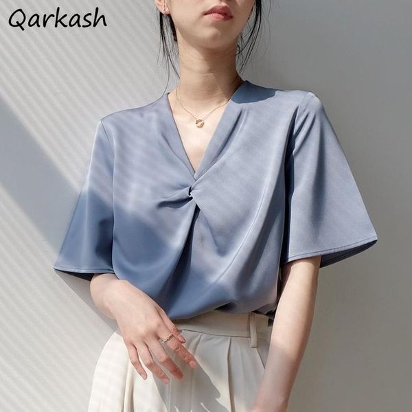 women's blouses & shirts blouse women half-sleeve office ladies korean style leisure elegant simple solid colors trendy retro thin fold, White
women's blouses & shirts blouse women half-sleeve office ladies korean style leisure elegant simple solid colors trendy retro thin fold, White