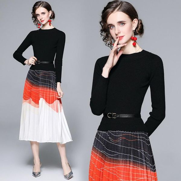 casual dresses autumn winter 2021 elegant dress stretch knit stitching pleated slim, Black;gray
casual dresses autumn winter 2021 elegant dress stretch knit stitching pleated slim, Black;gray