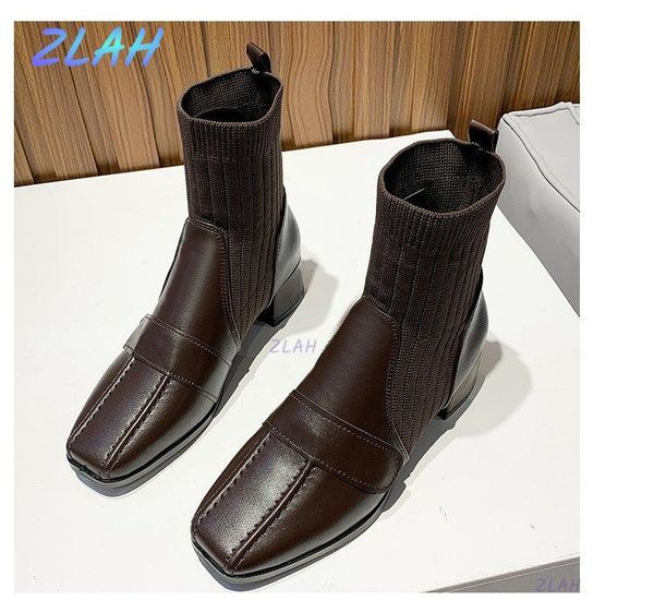 boots fashion square toe knitted women's casual zlah set foot high heels thick-soled stretch fabric ankle, Black
boots fashion square toe knitted women's casual zlah set foot high heels thick-soled stretch fabric ankle, Black