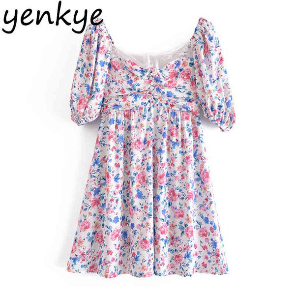 lace trim print floral dress women puff sleeve a line mini holiday party dresses female summer chic vestido 210430, Black;gray
lace trim print floral dress women puff sleeve a line mini holiday party dresses female summer chic vestido 210430, Black;gray