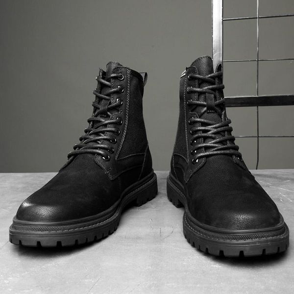 boots men's winter breathable solid color british style work thick-soled non-slip shoes, Black
boots men's winter breathable solid color british style work thick-soled non-slip shoes, Black