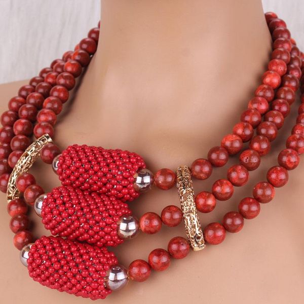 earrings & necklace dudo original red grass coral 14mm round beads jewelry set 3 layers big balls for african bride 2021, Silver
earrings & necklace dudo original red grass coral 14mm round beads jewelry set 3 layers big balls for african bride 2021, Silver