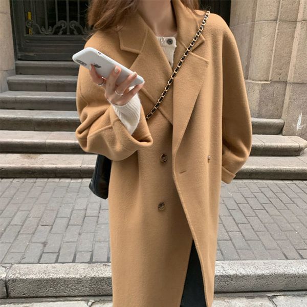 double-sided cashmere coat women's mid-length high-end 2021 new autumn and winter woolen coats pockets, Black
double-sided cashmere coat women's mid-length high-end 2021 new autumn and winter woolen coats pockets, Black