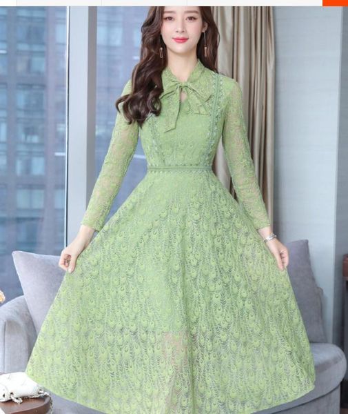 casual dresses 2021 woman dress in summer with style fashion long sleeve v-neck lace, Black;gray 
casual dresses 2021 woman dress in summer with style fashion long sleeve v-neck lace, Black;gray