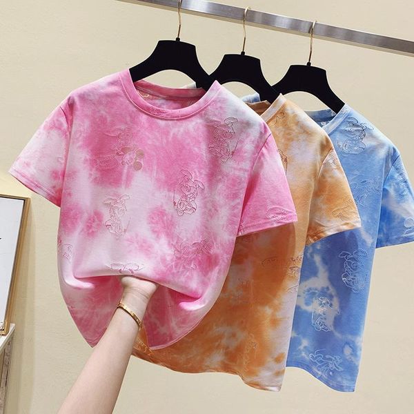 women's t-shirt plus size short sleeve t shirt women clothing pink oversized printed summer graphic tie dye tee korean 2021, White
women's t-shirt plus size short sleeve t shirt women clothing pink oversized printed summer graphic tie dye tee korean 2021, White