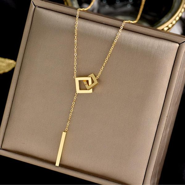 stainless steel gold color square tassel necklaces joker simple chain choker for women 2021 fashion girl's collier pendant, Silver
stainless steel gold color square tassel necklaces joker simple chain choker for women 2021 fashion girl's collier pendant, Silver