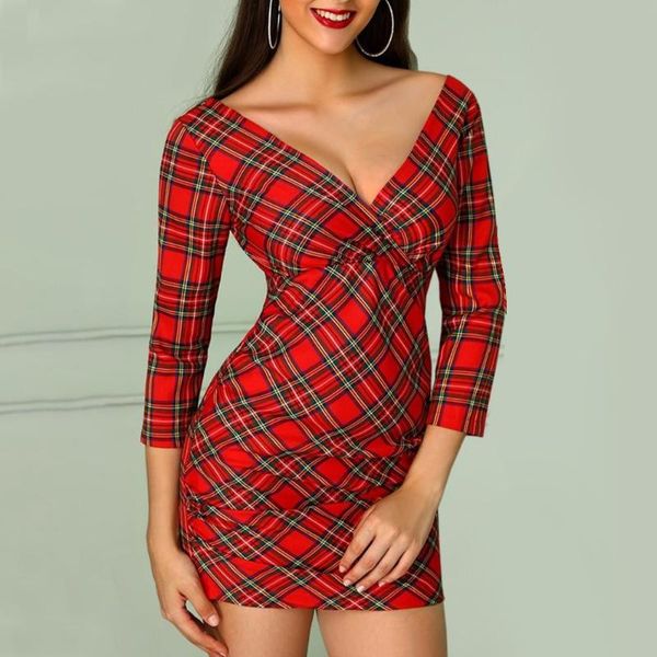 casual dresses women christmas party plaid bodycon dress ladies 3/4 sleeve classic check printed v neck mini autumn winter clothes, Black;gray
casual dresses women christmas party plaid bodycon dress ladies 3/4 sleeve classic check printed v neck mini autumn winter clothes, Black;gray