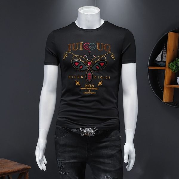 fashion t shirts 2021 summer men's round neck short sleeve mercerized cotton embroidered sequin bee, White;black
fashion t shirts 2021 summer men's round neck short sleeve mercerized cotton embroidered sequin bee, White;black