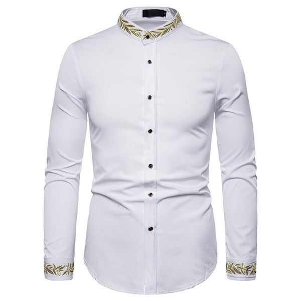 men's casual shirts white men fashion stand collar long sleeve embroidery shirt brand slim fit dress business social for, White;black
men's casual shirts white men fashion stand collar long sleeve embroidery shirt brand slim fit dress business social for, White;black
