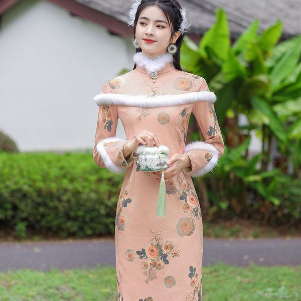 ethnic clothing cheongsam autumn and winter style thickened clothes 2021 girl skirt plush improved dress young, Red
ethnic clothing cheongsam autumn and winter style thickened clothes 2021 girl skirt plush improved dress young, Red