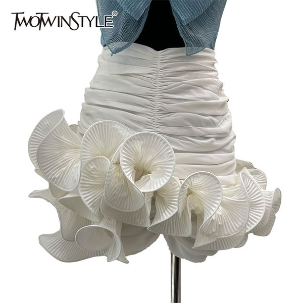 twotwinstyle casual white skirt for women high waist patchwork asymmetrical ruched mini skirts females summer fashion style 220312, Black
twotwinstyle casual white skirt for women high waist patchwork asymmetrical ruched mini skirts females summer fashion style 220312, Black