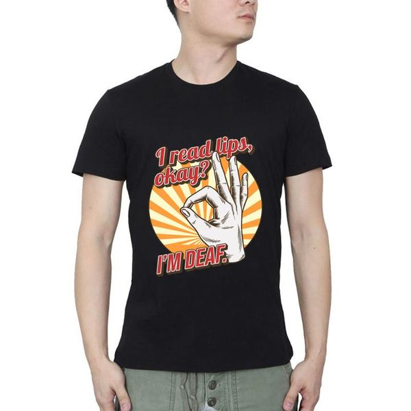 men's t-shirts i read lips okay im deaf hearing disability summer casual streetwear o neck t-shirt, White;black
men's t-shirts i read lips okay im deaf hearing disability summer casual streetwear o neck t-shirt, White;black