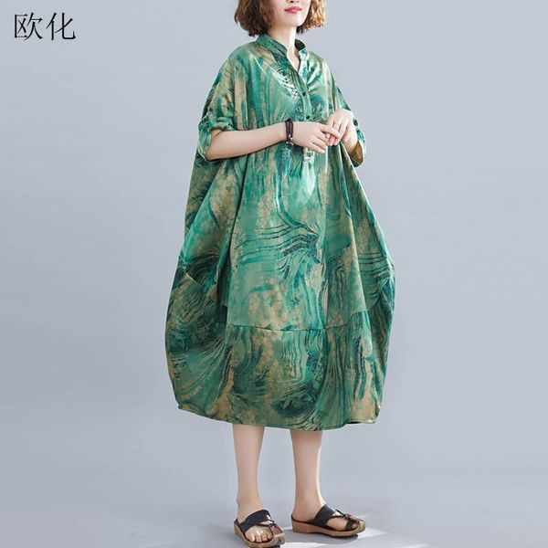 casual dresses high end 2021 summer plus size silk maxi dress vintage loose batwing print boho for women big 4xl 5xl 6xl, Black;gray
casual dresses high end 2021 summer plus size silk maxi dress vintage loose batwing print boho for women big 4xl 5xl 6xl, Black;gray