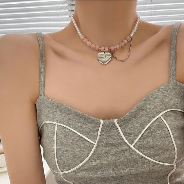 chains heart necklace women artificial pearl crystal necklaces woman fashion splicing shiny pendant clavicle chain kpop metal naszyjnik, Silver
chains heart necklace women artificial pearl crystal necklaces woman fashion splicing shiny pendant clavicle chain kpop metal naszyjnik, Silver
