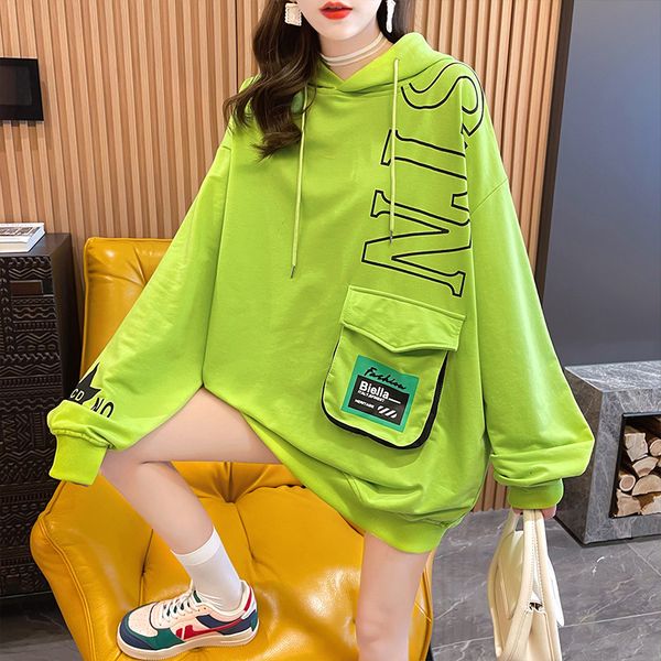 large spring and autumn loose print letter pocket stitching dign sense hooded thin women's sweater, Black
large spring and autumn loose print letter pocket stitching dign sense hooded thin women's sweater, Black