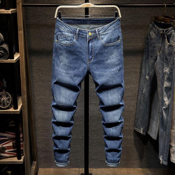 men's jeans 2021 spring summer retro elastic straight casual fashion stretch long denim slim feet trousers men pants, Blue
men's jeans 2021 spring summer retro elastic straight casual fashion stretch long denim slim feet trousers men pants, Blue