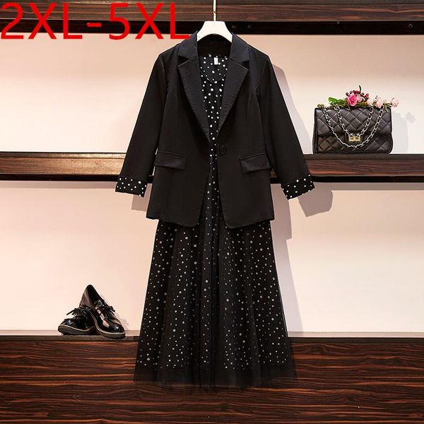 plus size tracksuits outfits for women autumn 3/4 sleeve jacket + sleeveless polka dot mesh patchwork dress two piece sets 3xl 4xl 5xl, Black
plus size tracksuits outfits for women autumn 3/4 sleeve jacket + sleeveless polka dot mesh patchwork dress two piece sets 3xl 4xl 5xl, Black