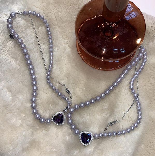 fashion new ladies purple love zircon necklace short chain pearl multilayer necklace gift jewelry clothing accessories, Black
fashion new ladies purple love zircon necklace short chain pearl multilayer necklace gift jewelry clothing accessories, Black