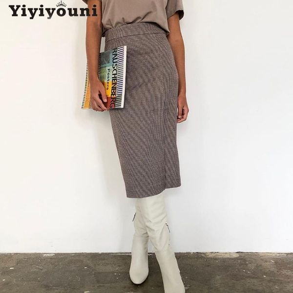 yiyiyouni high waist wrapped plaid skirts women split slim pencil casual side zippers midi-long female, Black
yiyiyouni high waist wrapped plaid skirts women split slim pencil casual side zippers midi-long female, Black