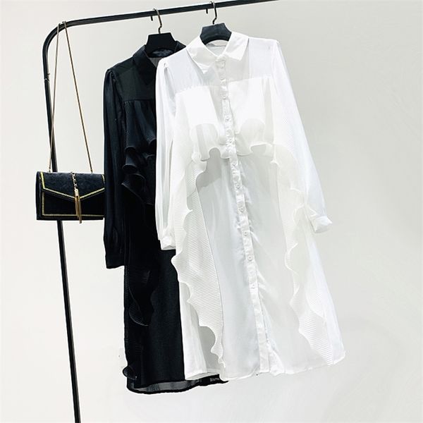 korobov korean elegant ruffles women dresses vintage solid long sleeve single breasted dress spring summer vestidos 79625 210430, Black;gray
korobov korean elegant ruffles women dresses vintage solid long sleeve single breasted dress spring summer vestidos 79625 210430, Black;gray